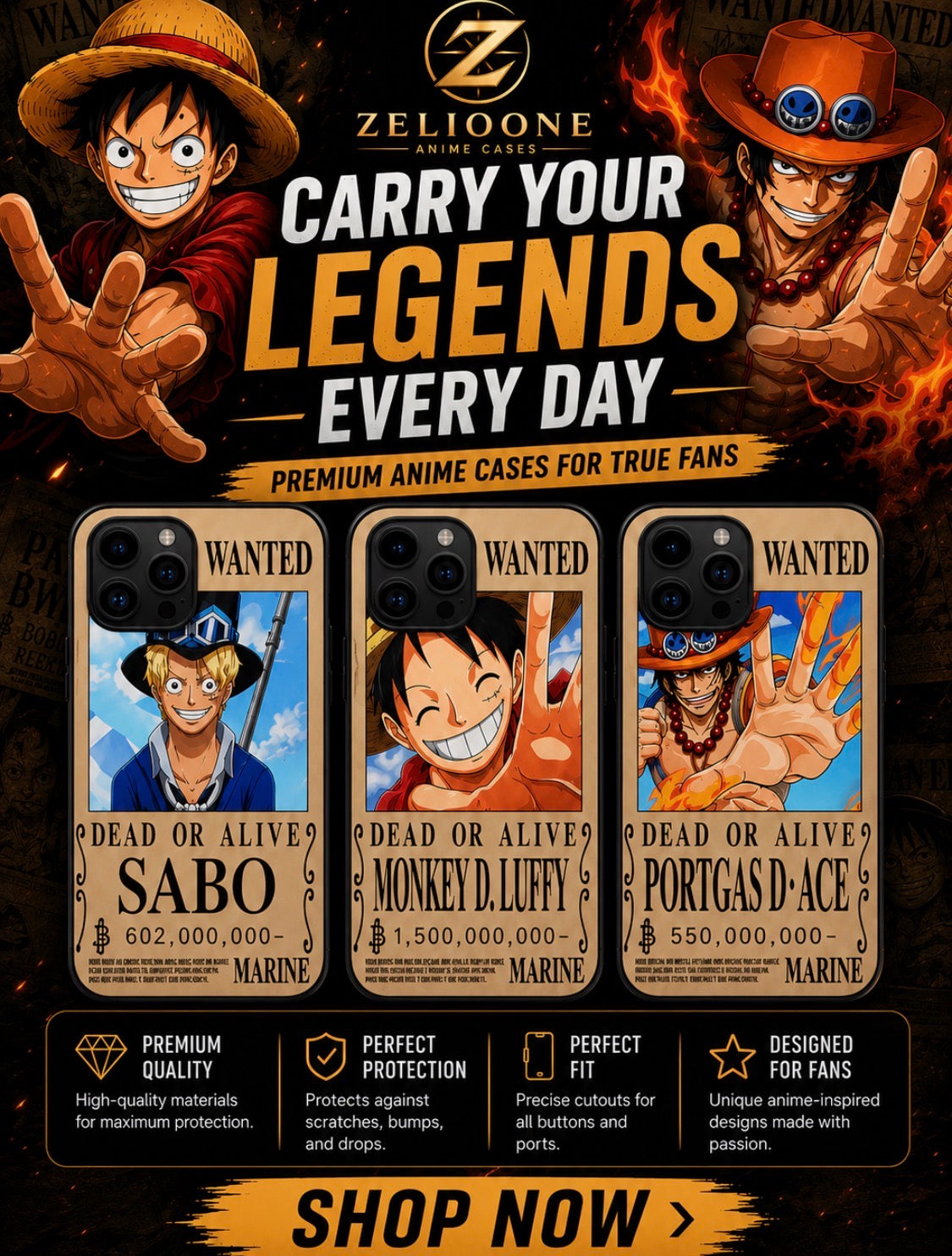 One Piece 3D Anime Case for iPhone🏴‍☠️